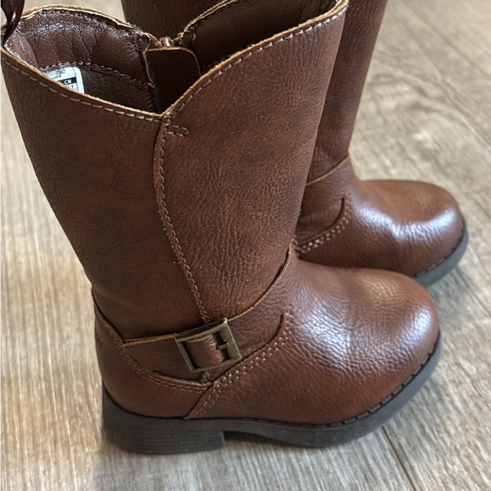 Osh Kosh Toddler Brown Leather Boots with Buckle size 5